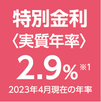 特別金利〈実質年率〉2.9% ※2022年4月現在の年率