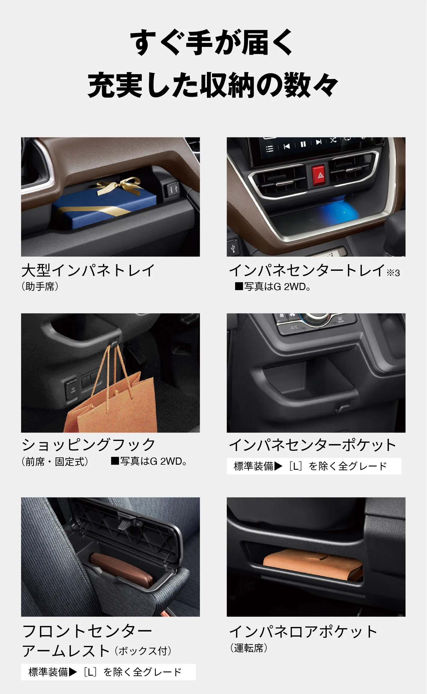 すぐ手が届く充実した収納の数々